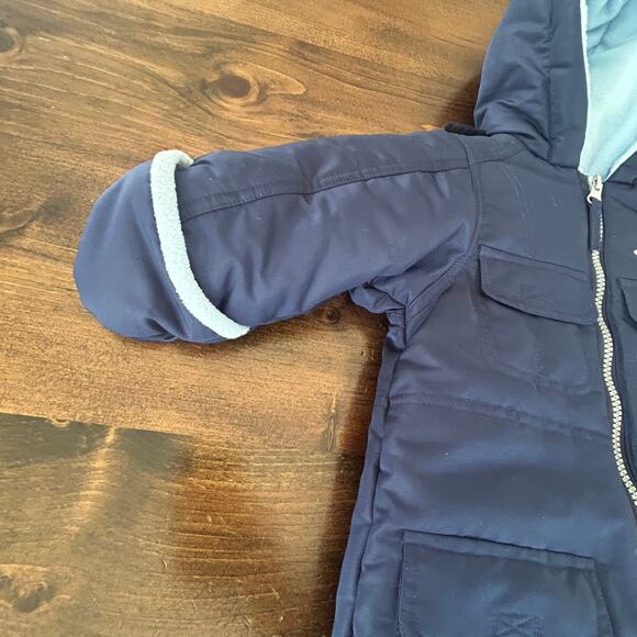 ⭐️ Rothschild Navy Blue Snow Suit Zipper Hood‎ Airplanes Size 12 Months Winter - Picture 6 of 8